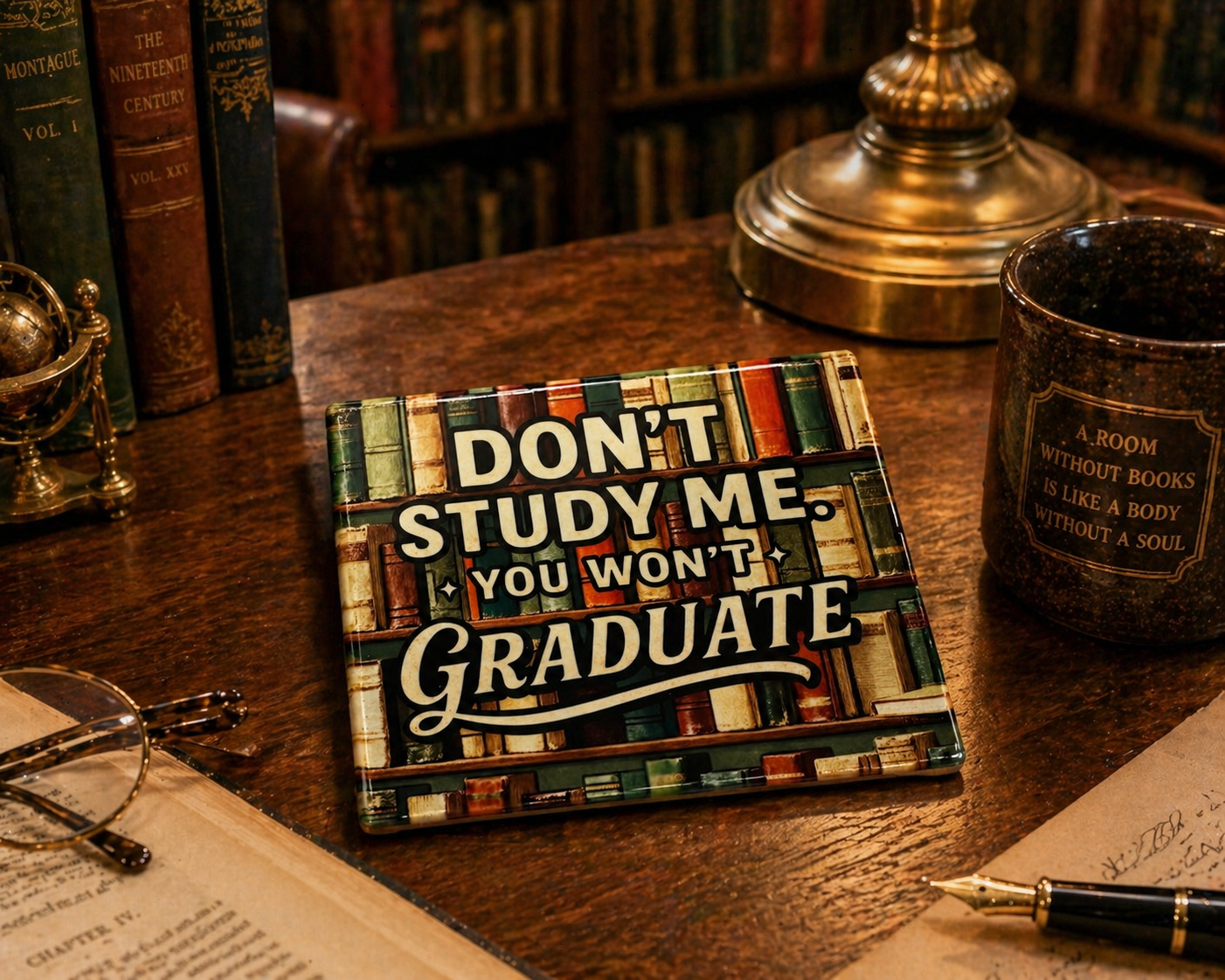 "Don’t Study Me. You Won’t Graduate.” Coaster