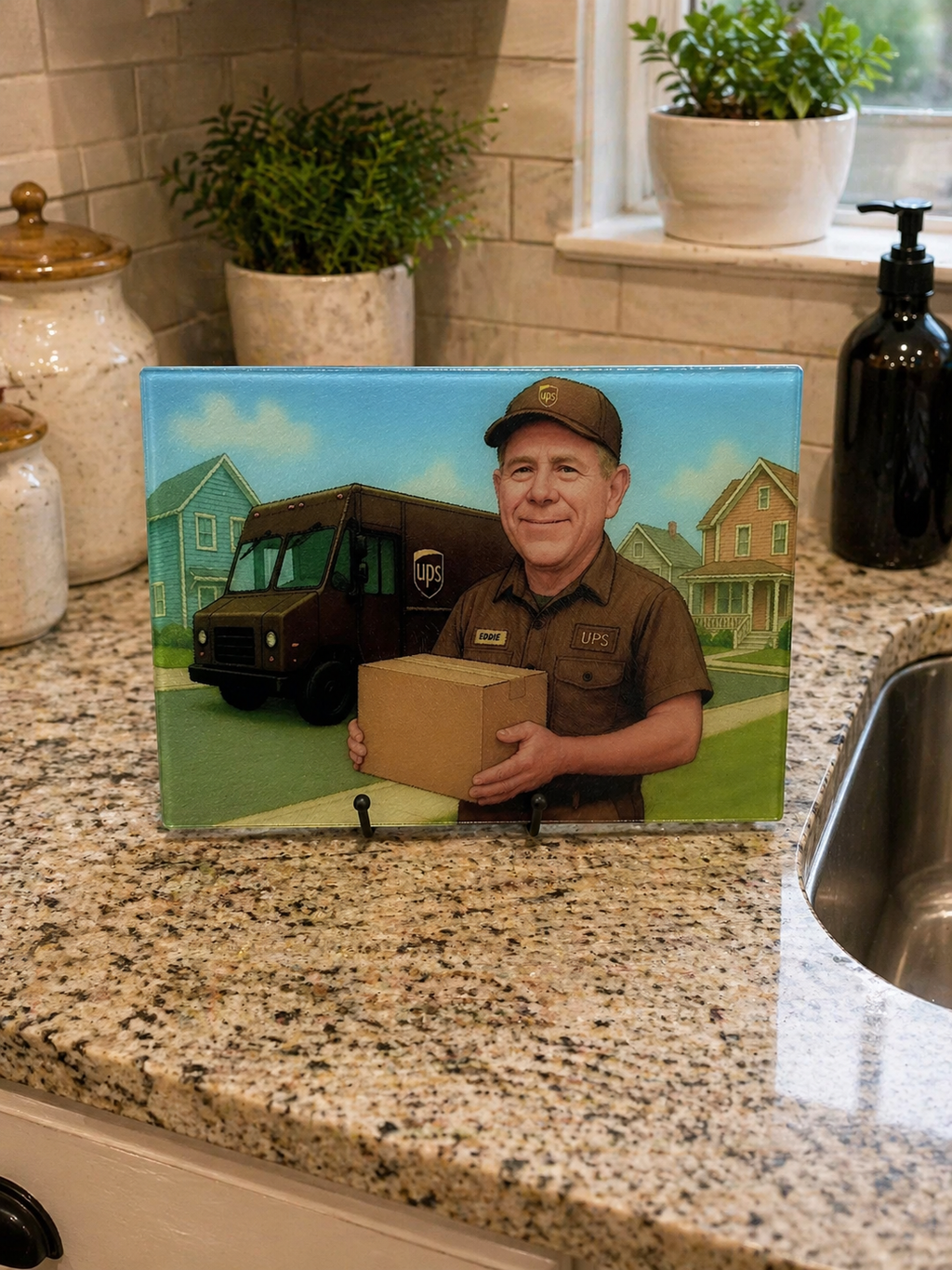 Custom Caricature Gift (Glass Cutting Board)