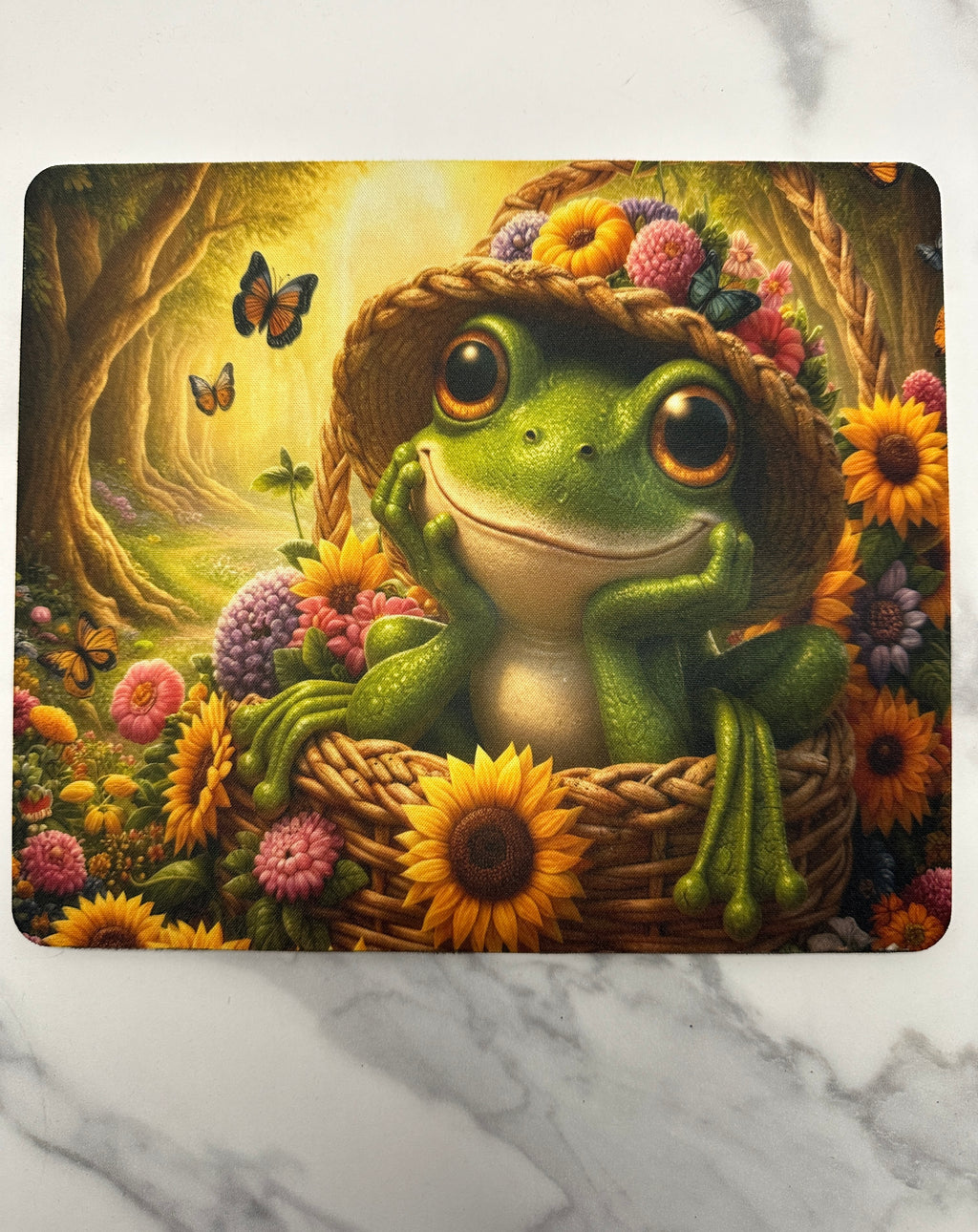 Whimsical Frog Garden Mouse Pad