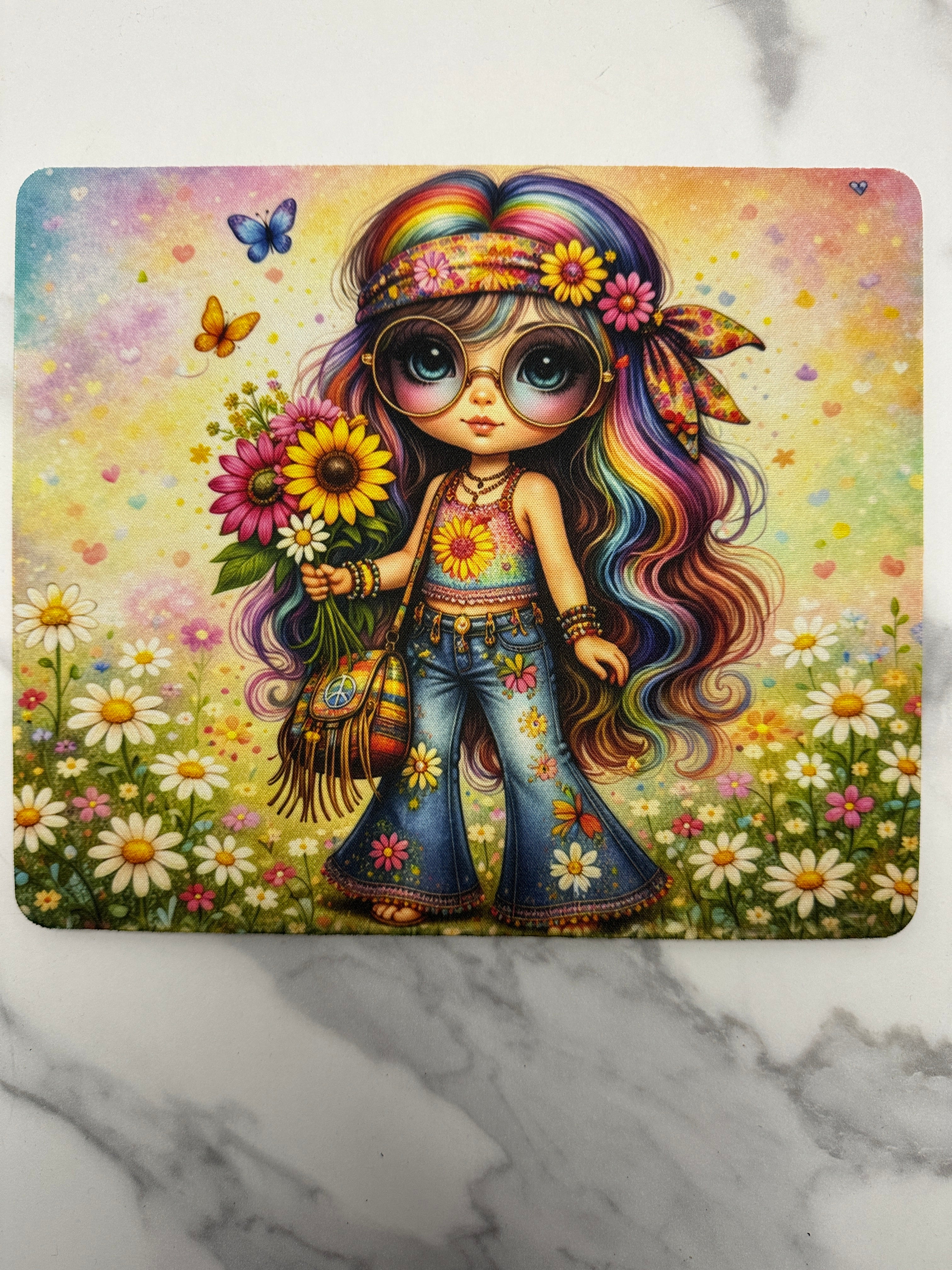 Boho Flower Child Mouse Pad