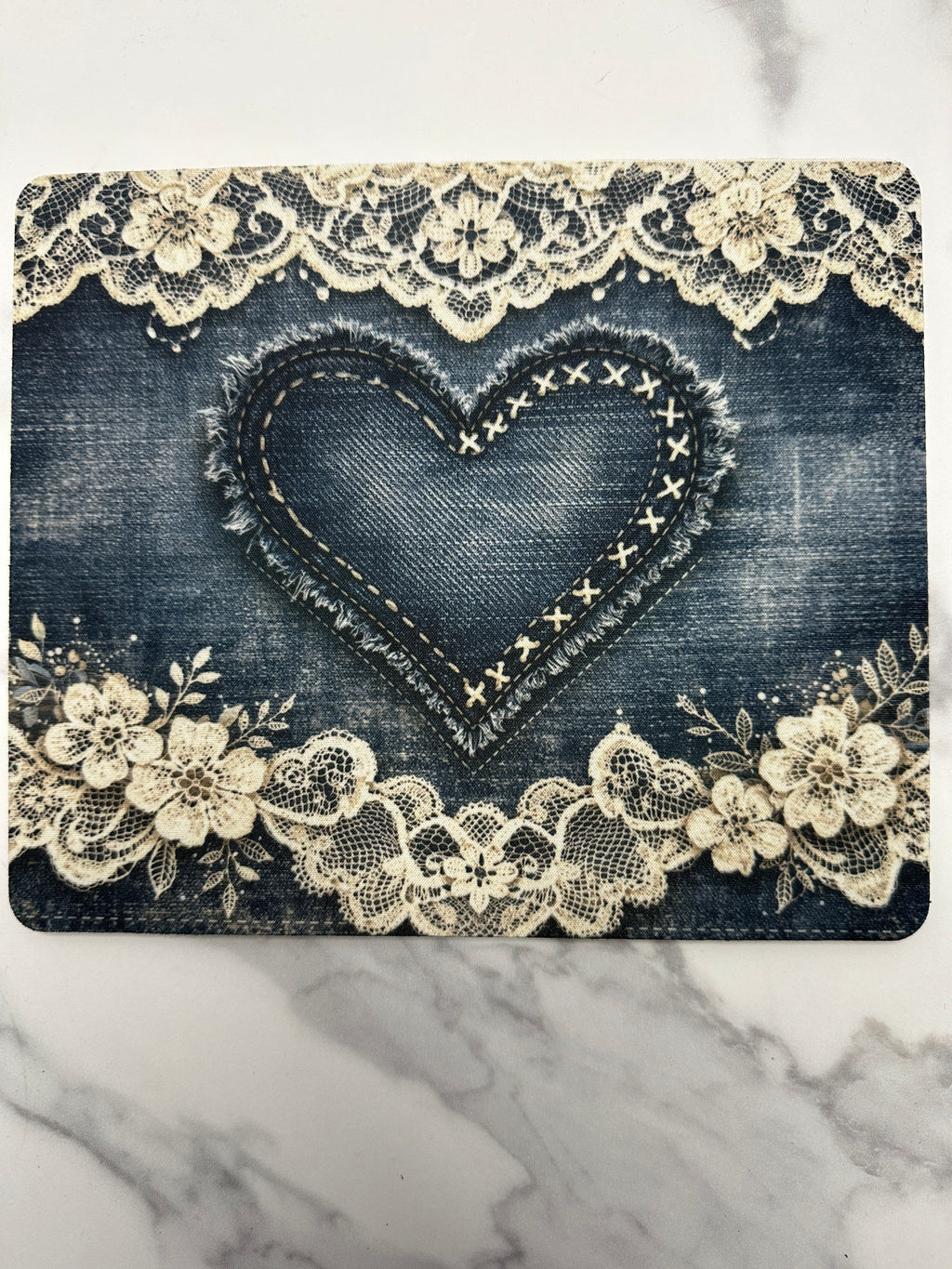 Vintage Lace Heart Mouse Pad