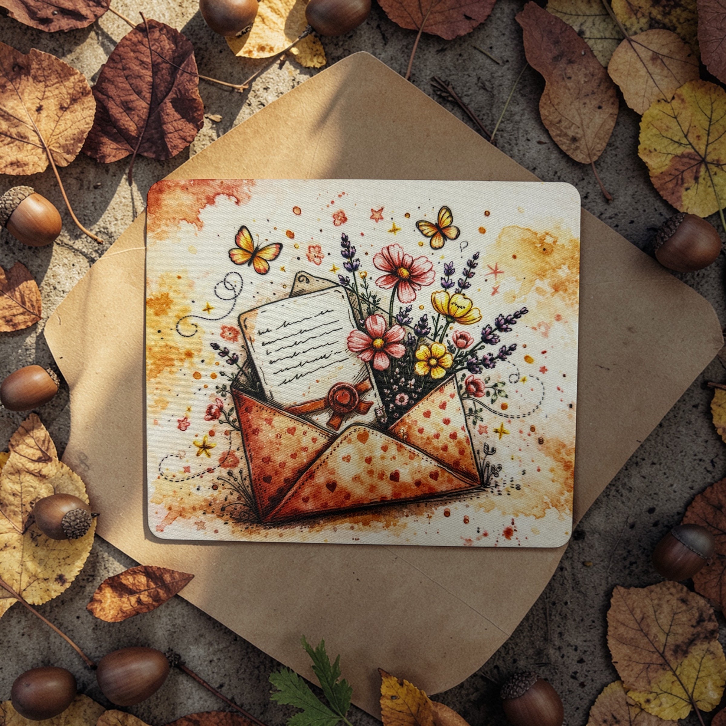Love Letter Floral Mouse Pad