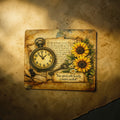 Vintage Time & Sunflowers Mouse Pad