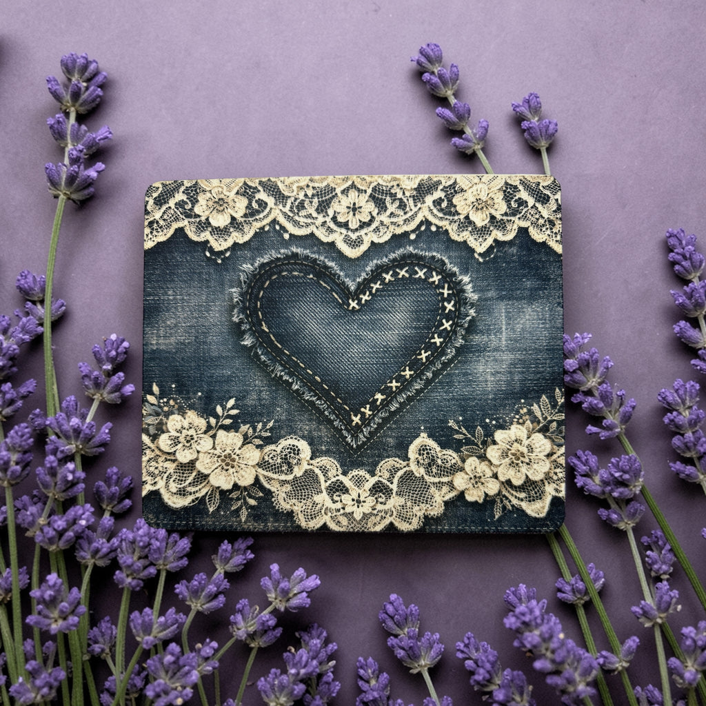 Vintage Lace Heart Mouse Pad