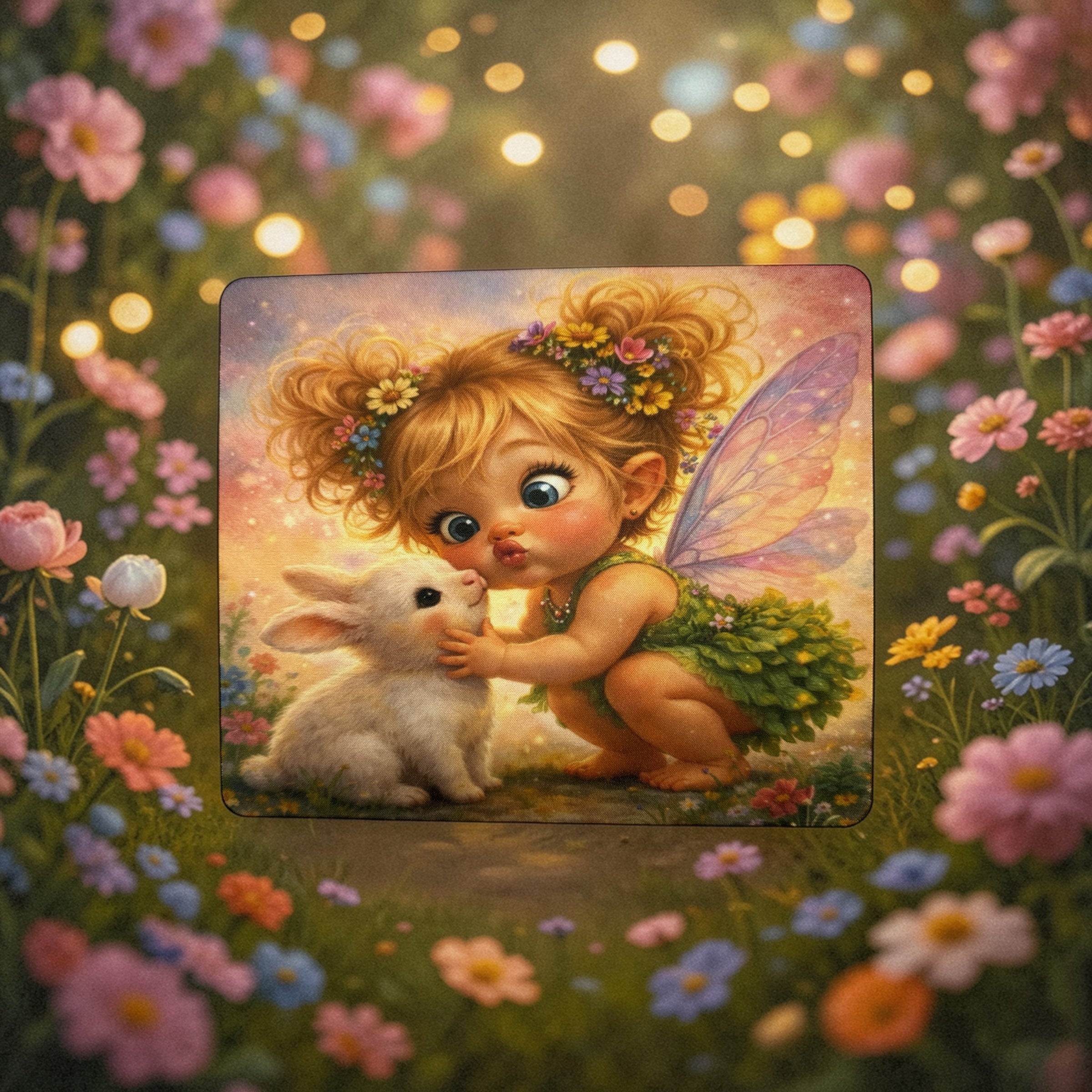 Fairy & Bunny Garden Mouse Pad