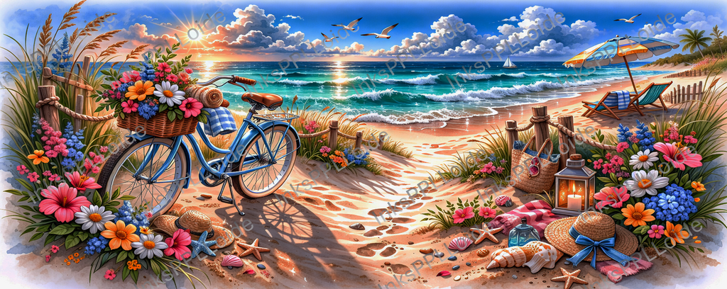 Seaside Sunset Bicycle Coffee Mug – 15 oz