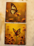 Golden Butterfly Coaster Set – Warm Nature-Inspired Design