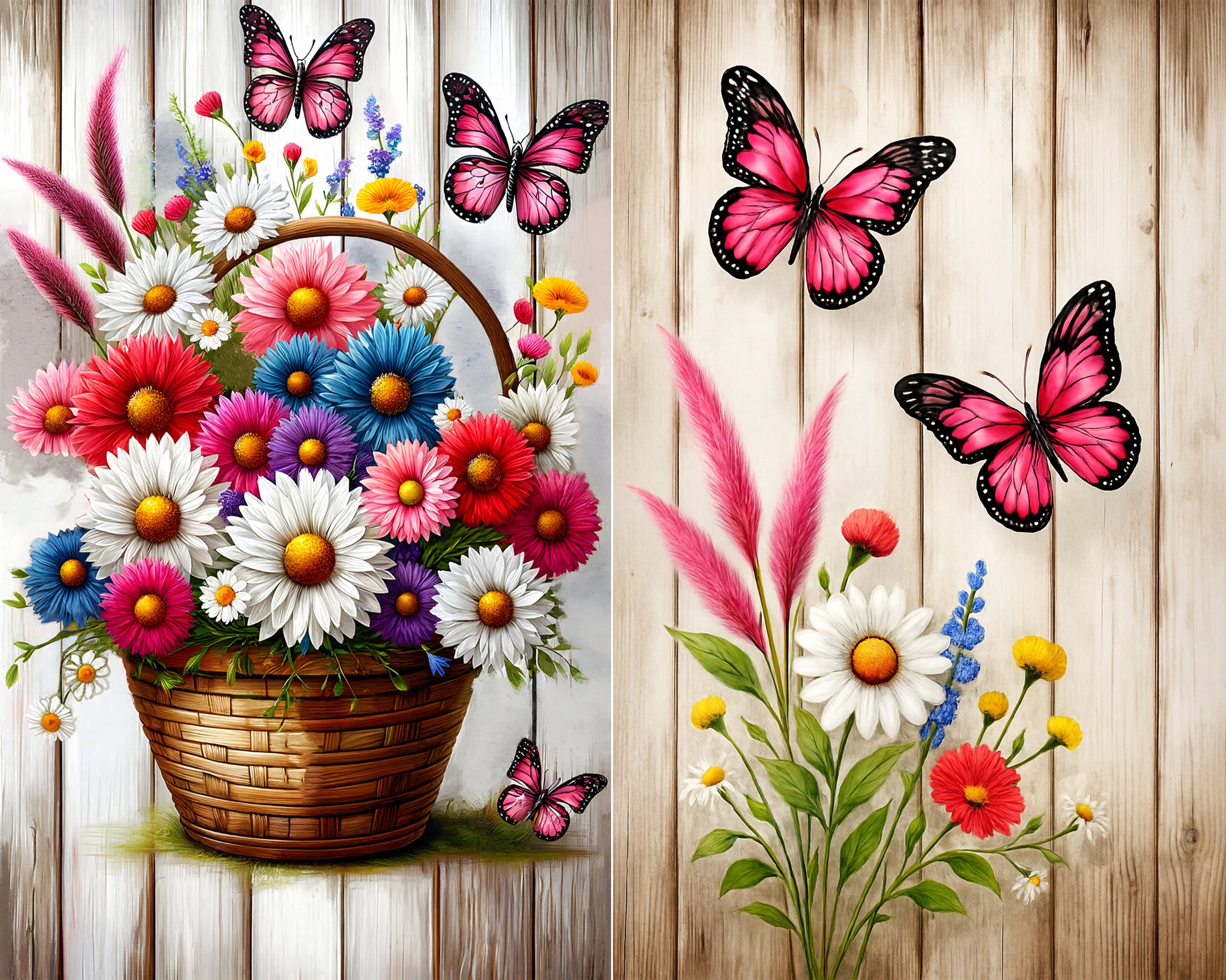 Floral Basket & Butterfly Kitchen & Bath Hand Towel – 16 × 24