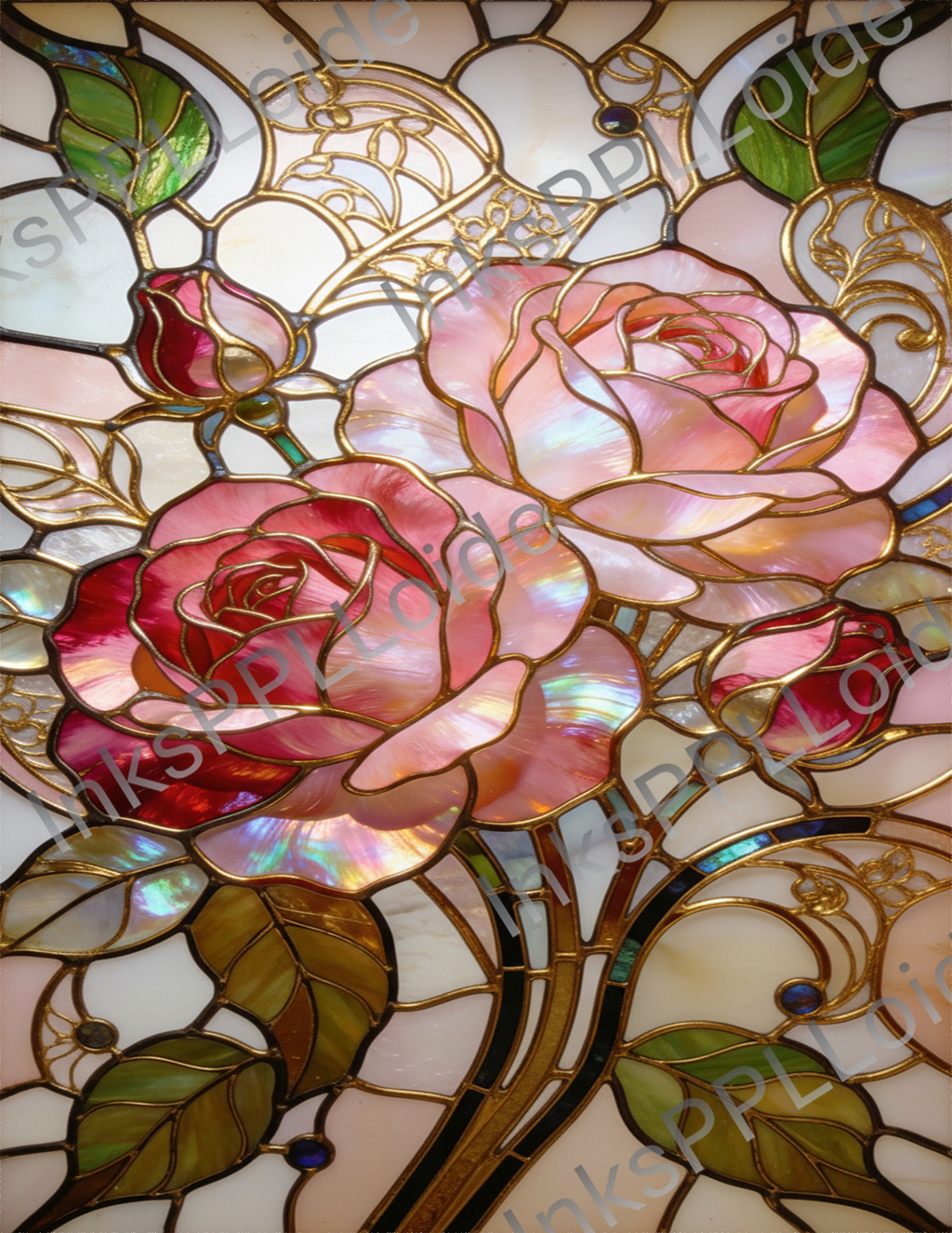 Stained Glass Rose Glass Cutting Board
