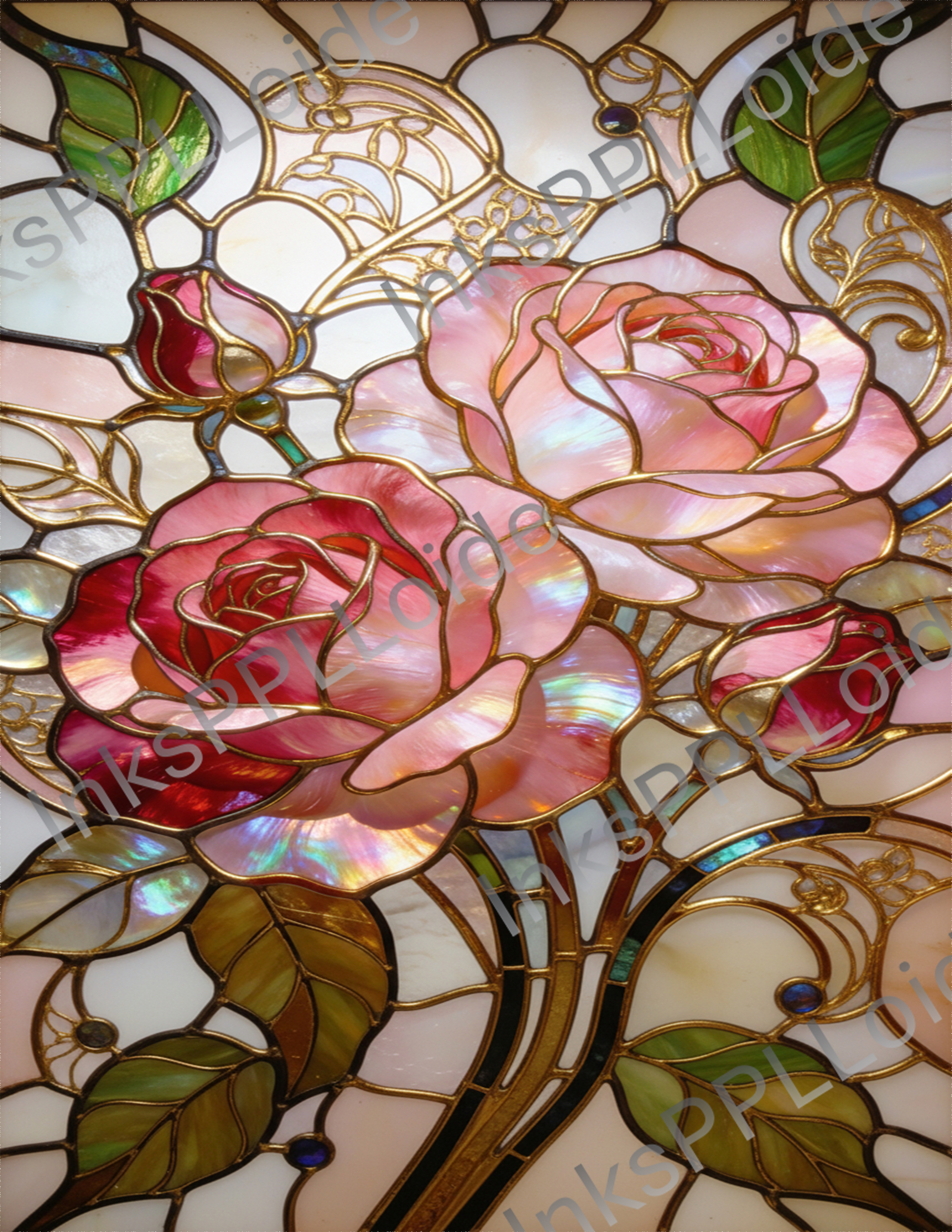 Stained Glass Rose Glass Cutting Board