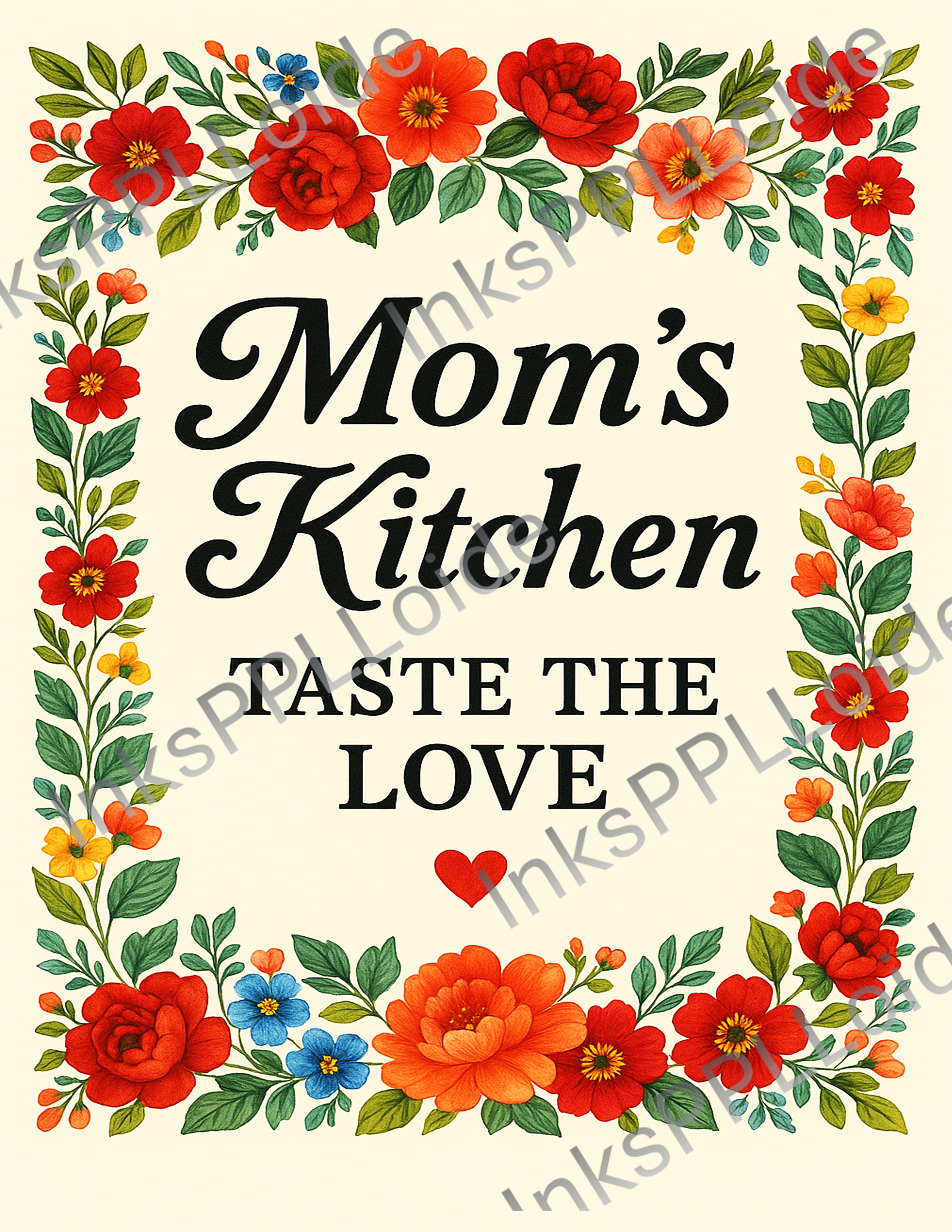 Mom’s Kitchen – Taste the Love | Floral Glass Cutting Board