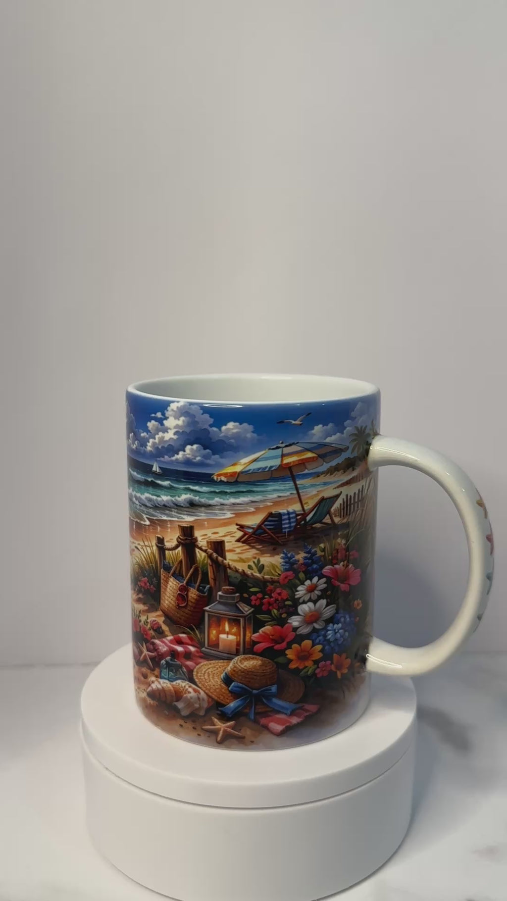 Seaside Sunset Bicycle Coffee Mug – 15 oz