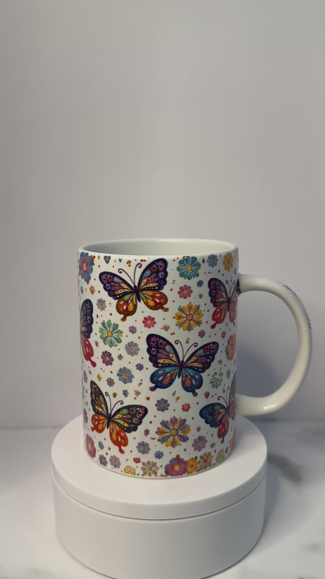 Colorful Butterfly Floral Mug – 15 oz Ceramic